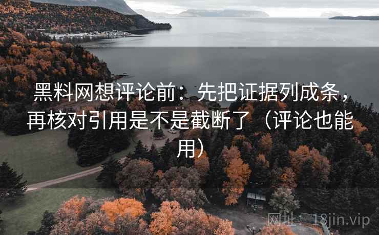 黑料网想评论前：先把证据列成条，再核对引用是不是截断了（评论也能用）