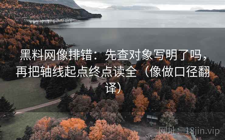 黑料网像排错：先查对象写明了吗，再把轴线起点终点读全（像做口径翻译）