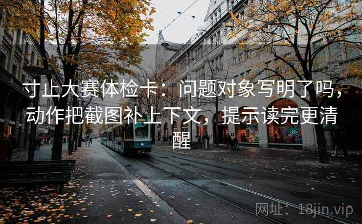 寸止大赛体检卡：问题对象写明了吗，动作把截图补上下文，提示读完更清醒